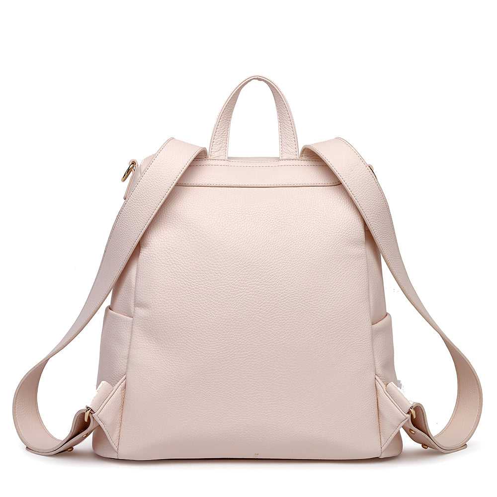 Pink backpack on a white background