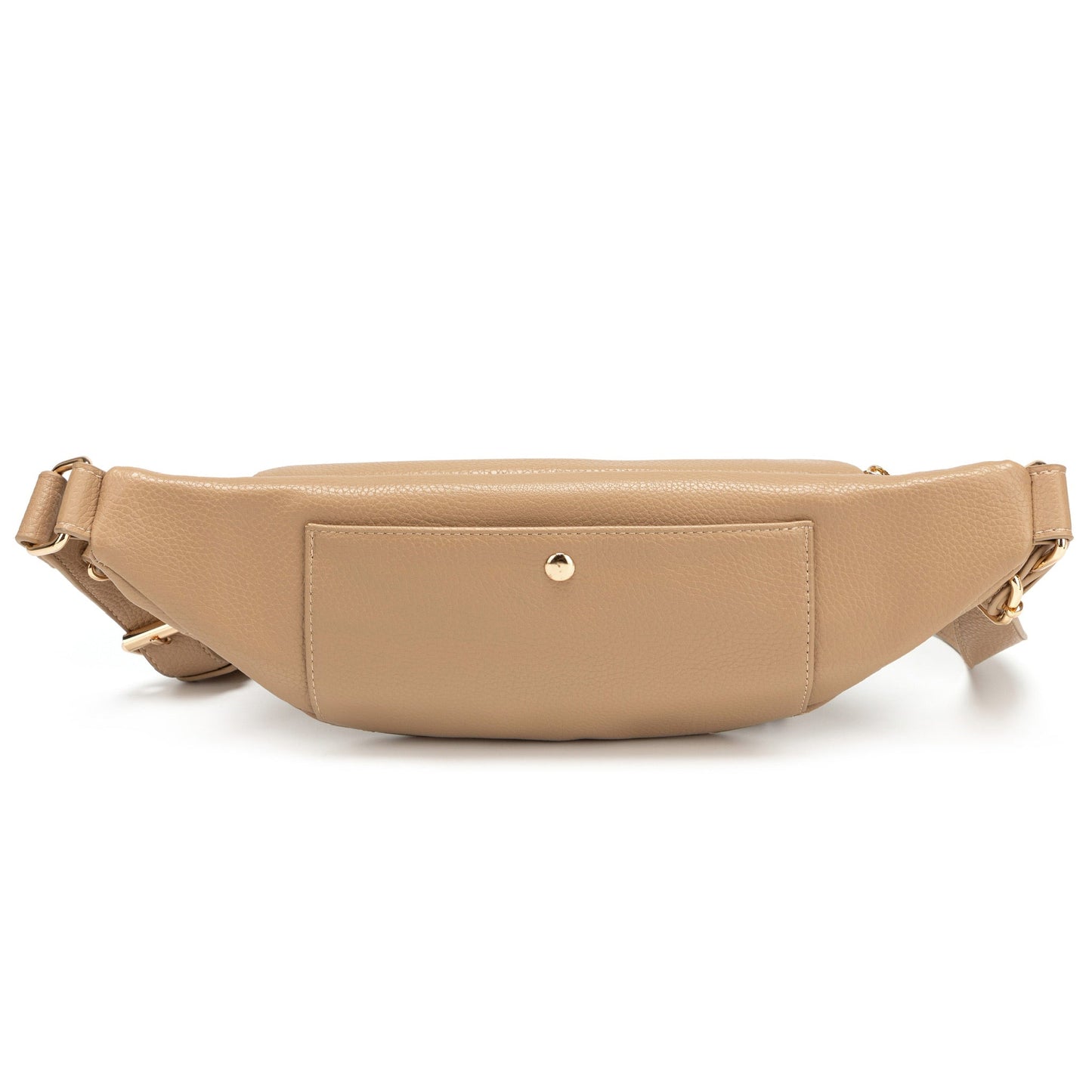 Beige waist bag on a white background