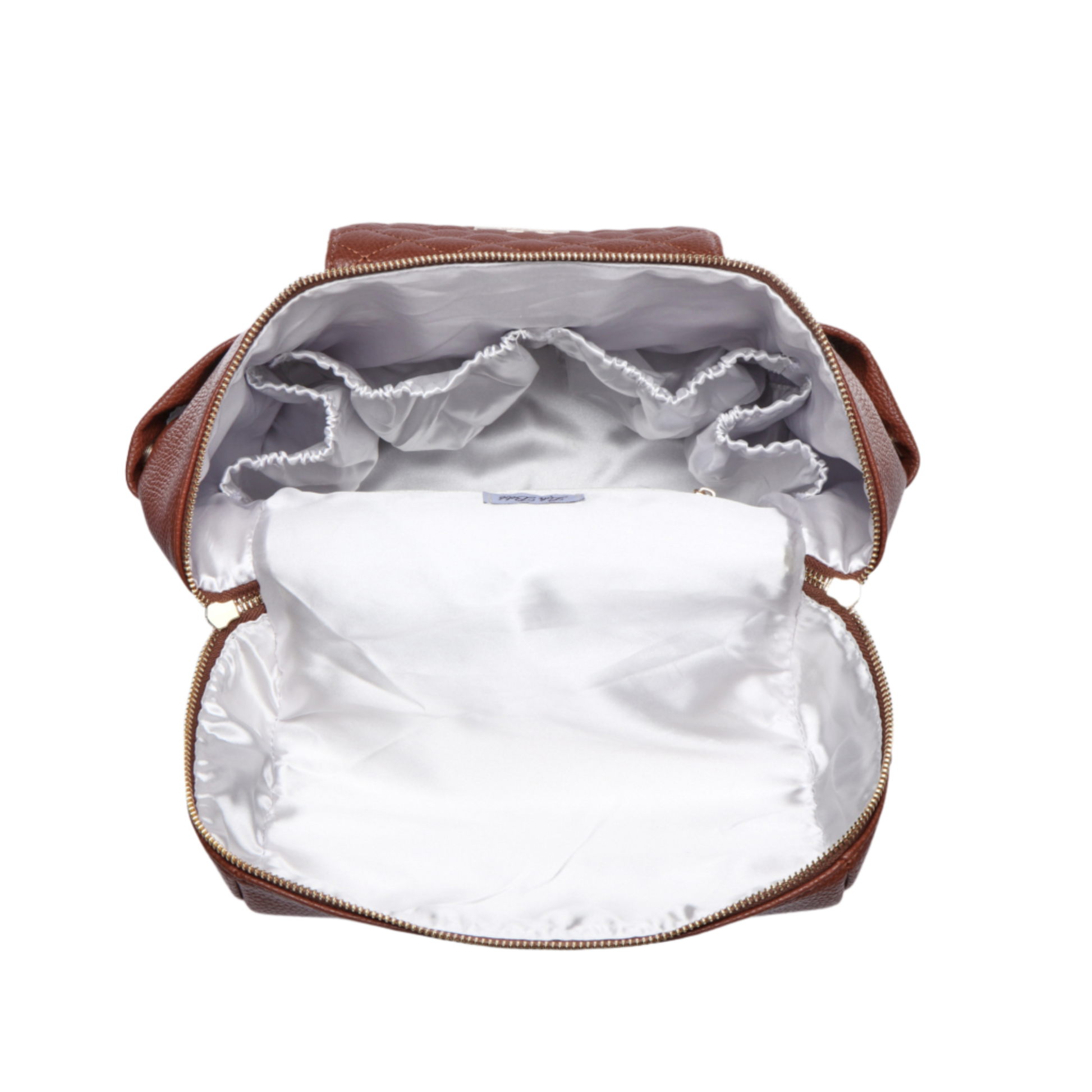Open brown bag with white interior on a white background