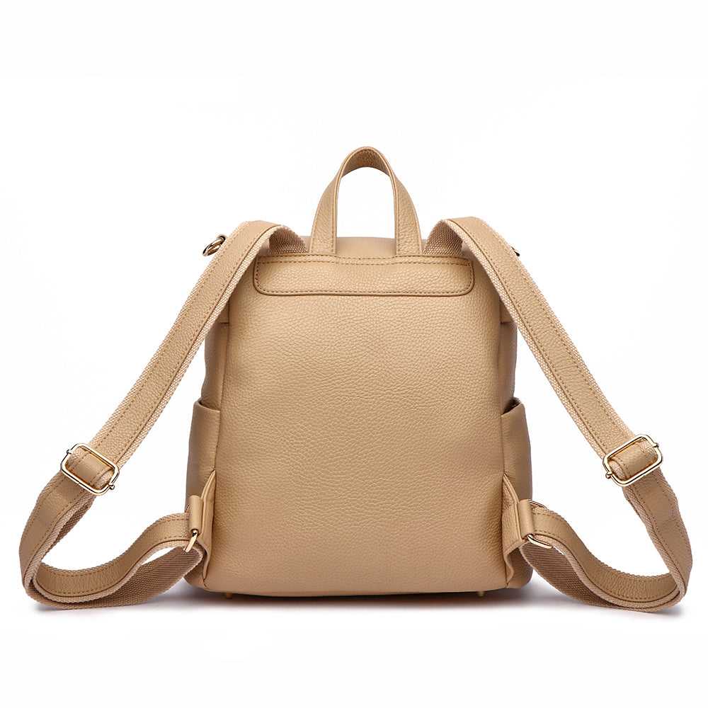 Beige backpack on a white background