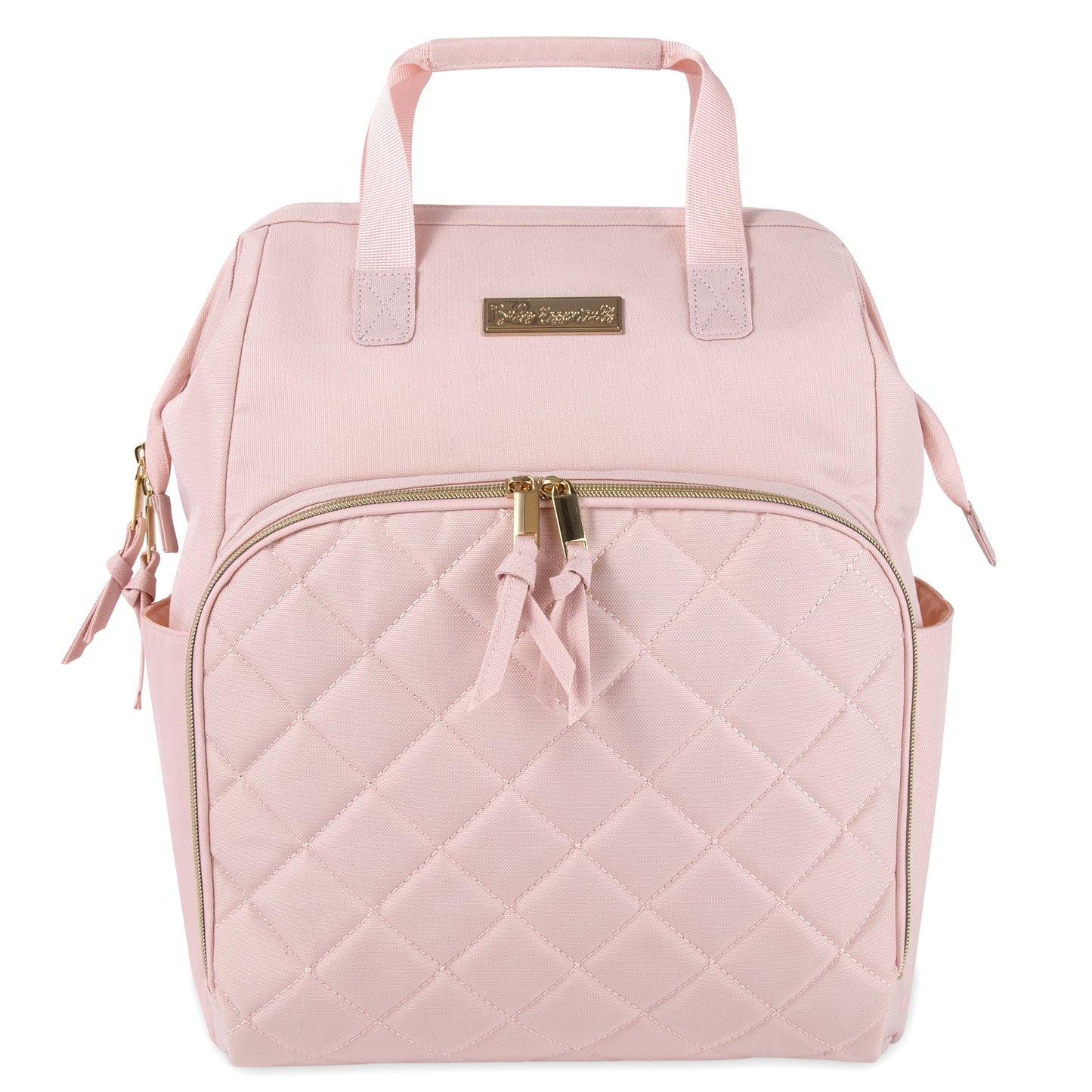 Super Cooler Main Frame Dual Zipper Closure Diaper Bag Backpack Tote with Matching 6-Ply Changing Pad, Insulated Bottle Pockets, Stroller Straps and Pacifier Pouch in Mauve Pink
