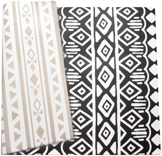 Stylish Reversible Foam Play Mat (Large, Crystals - Black Grey) - Soft, Waterproof, Durable Play Mat for Infants, Babies, Toddler, Kids & Grownup - 6.5Ft X 4.5Ft