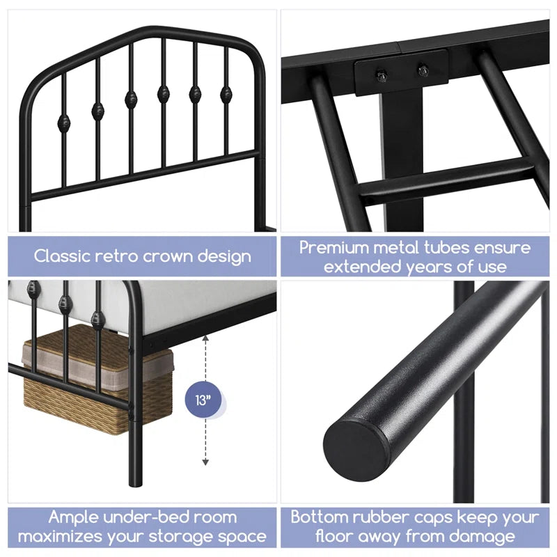 Valor Bed Frames Metal Platform Bed with Headboard