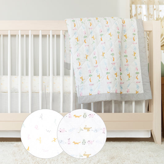 ™ Essentials, Cotton Crib Bedding Set , Alphabet Animals, Unisex, Infants, 3-Piece Set