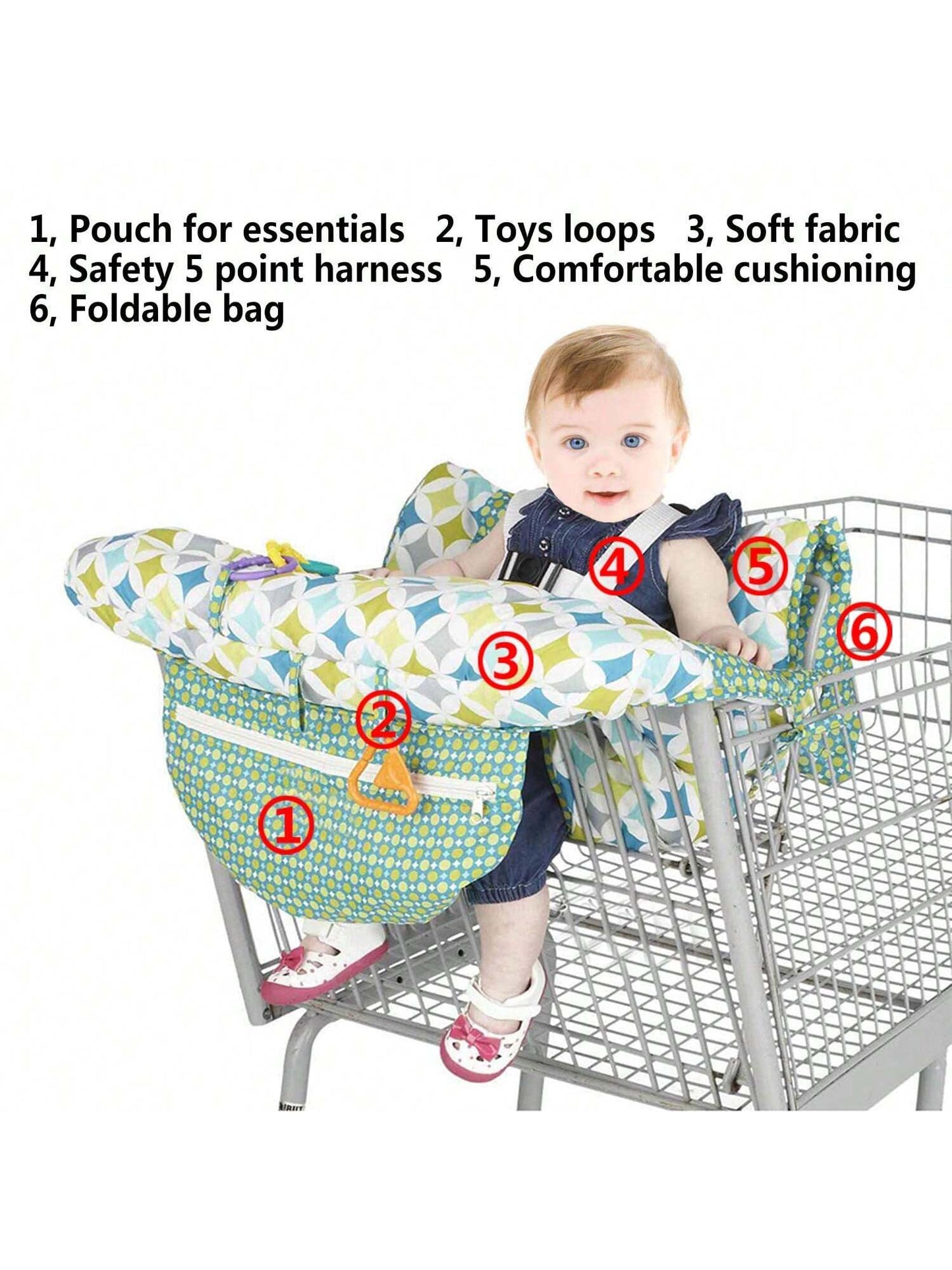 1Pc Thick Baby Stroller Seat Cushion, Cartoon Pattern, Foldable, Collapsible, High Chair Cushion, Comfortable and Breathable