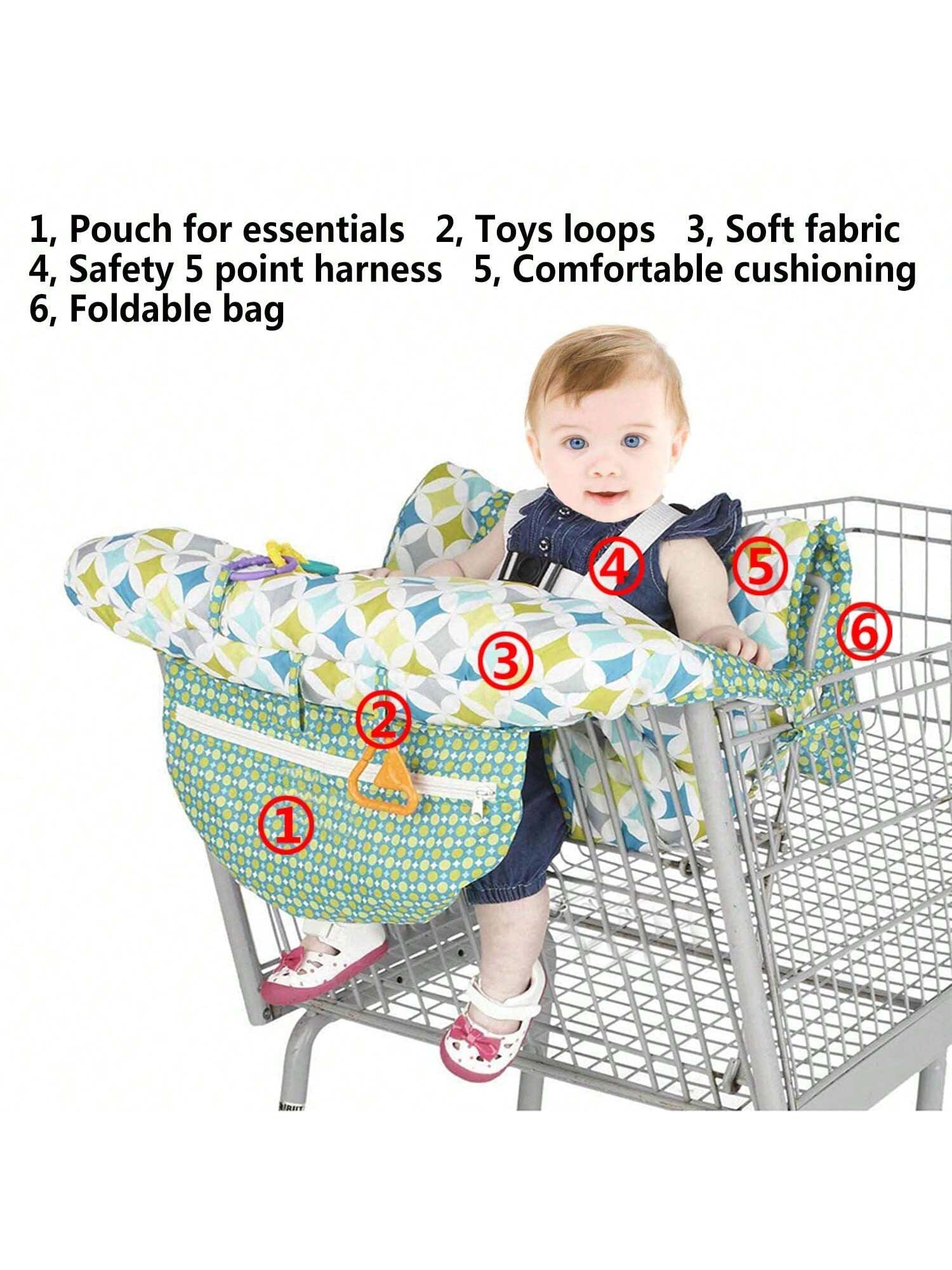 1Pc Thick Baby Stroller Seat Cushion, Cartoon Pattern, Foldable, Collapsible, High Chair Cushion, Comfortable and Breathable