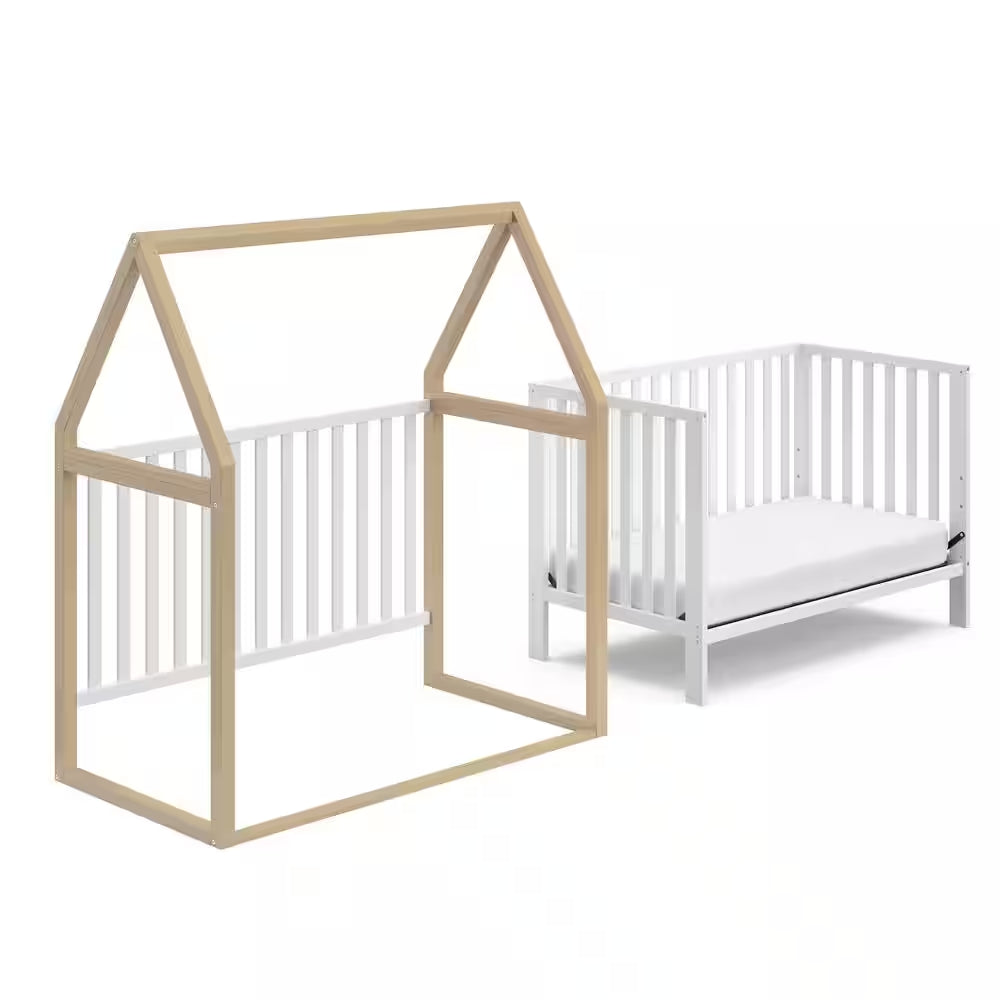 Orchard 5-In-1 Convertible Canopy Crib-White/Driftwood