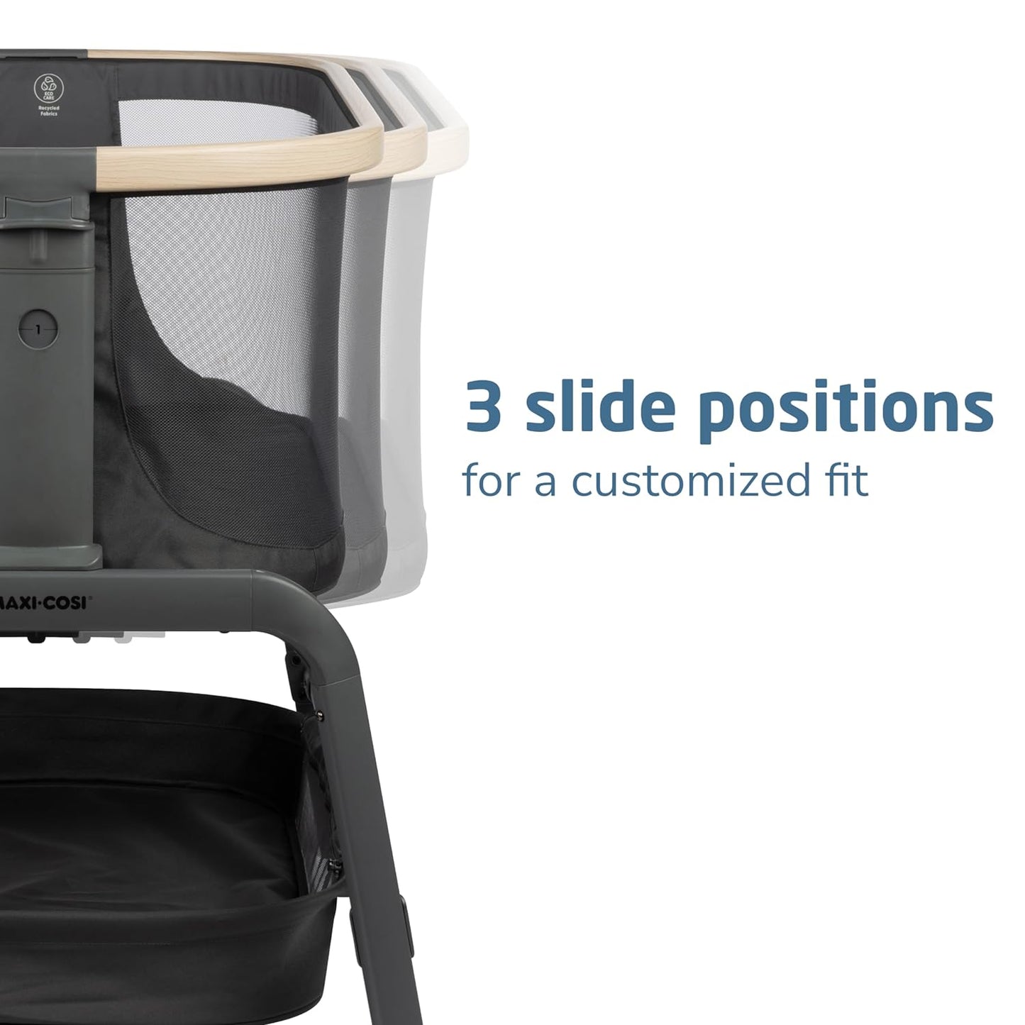 Iora Baby Bassinets Bedside Sleeper, Portable Bassinet, Infant Bedside Sleeper Crib, Height Adjustable, Breathable Mesh, Large Storage Basket, Classic Graphite