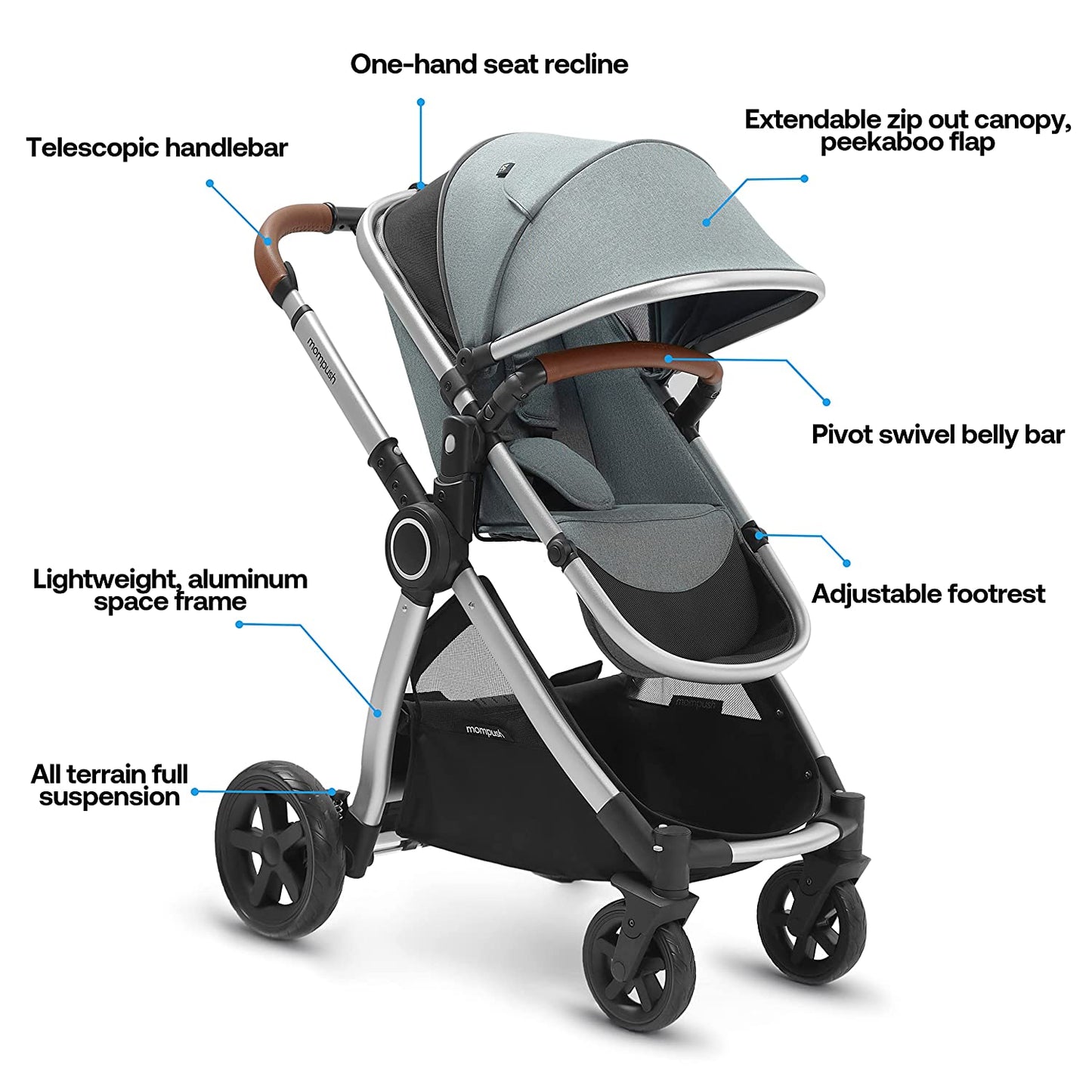 Ultimate 2 Baby Stroller for Infant and Toddler with Newborn Mode and Reversible Seat, All-Terrain Stroller with All-Wheel Suspension, Includes Car Seat Adapter and Large Storage Basket