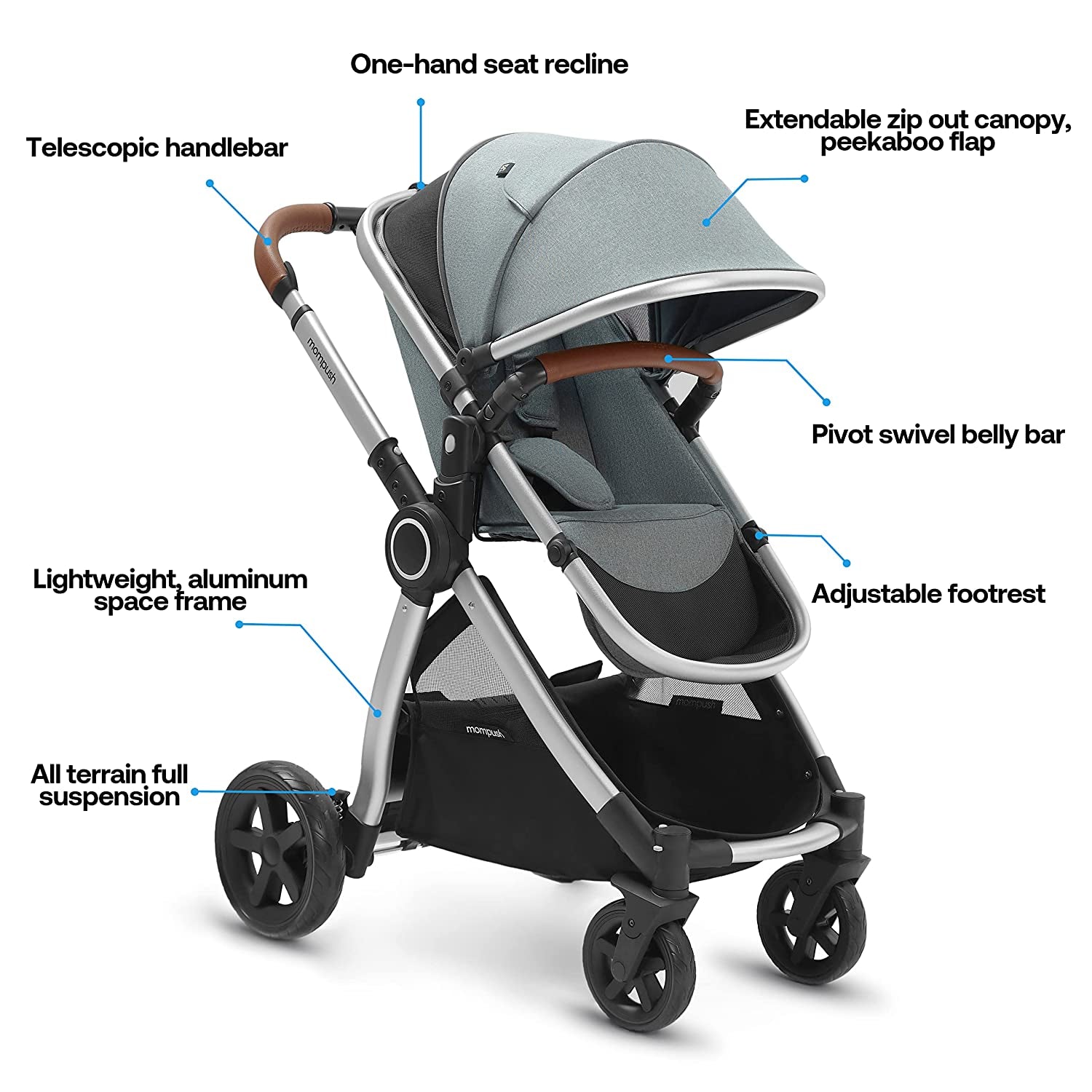 Ultimate 2 Baby Stroller for Infant and Toddler with Newborn Mode and Reversible Seat, All-Terrain Stroller with All-Wheel Suspension, Includes Car Seat Adapter and Large Storage Basket