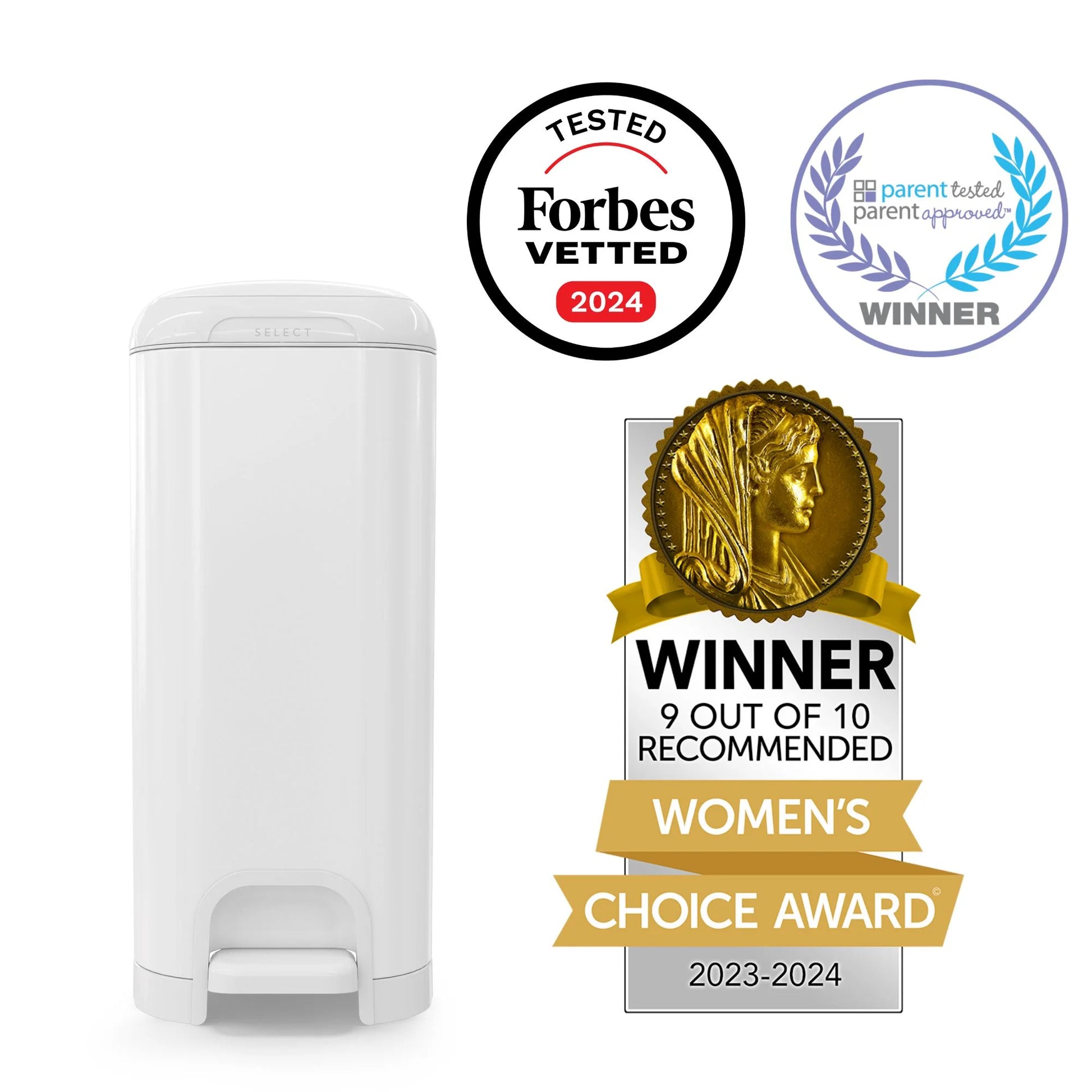 Platinum Pail,White,Stainless Steel, 1 Diaper Pail,1 Easy Roll 18 Bags, Infant