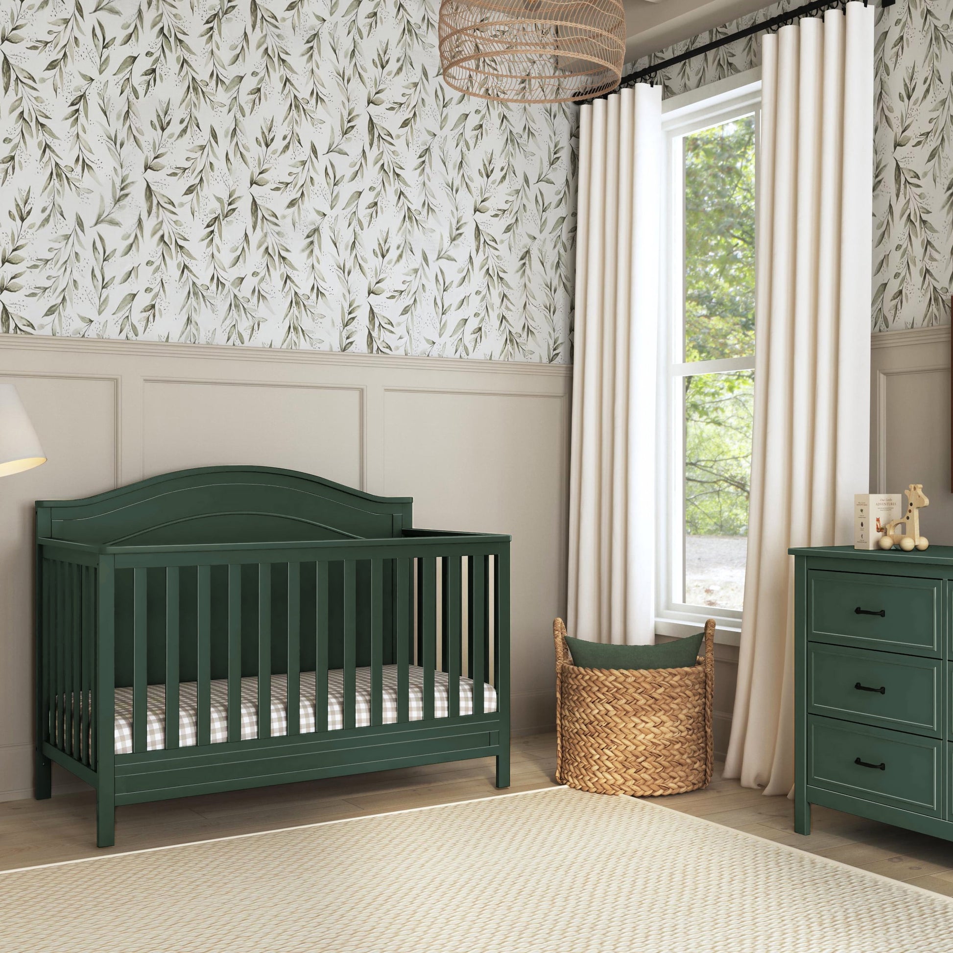 Charlie 4-In-1 Convertible Crib, Greenguard Gold Certified, Forest Green