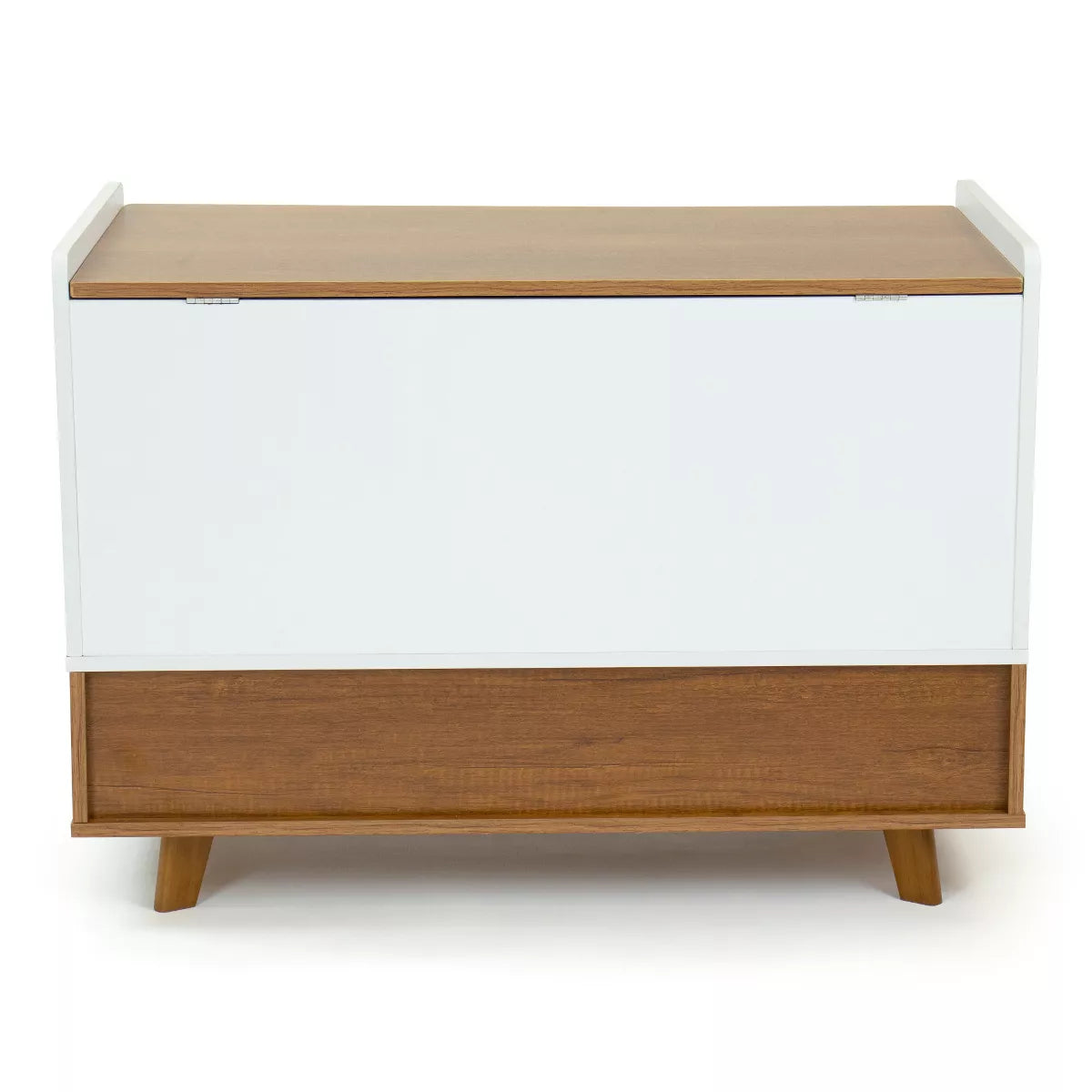 Humble Crew Morgan Mid-Century Kids' Toy Chest with Soft Close Lid and Storage Shelf Wood/White