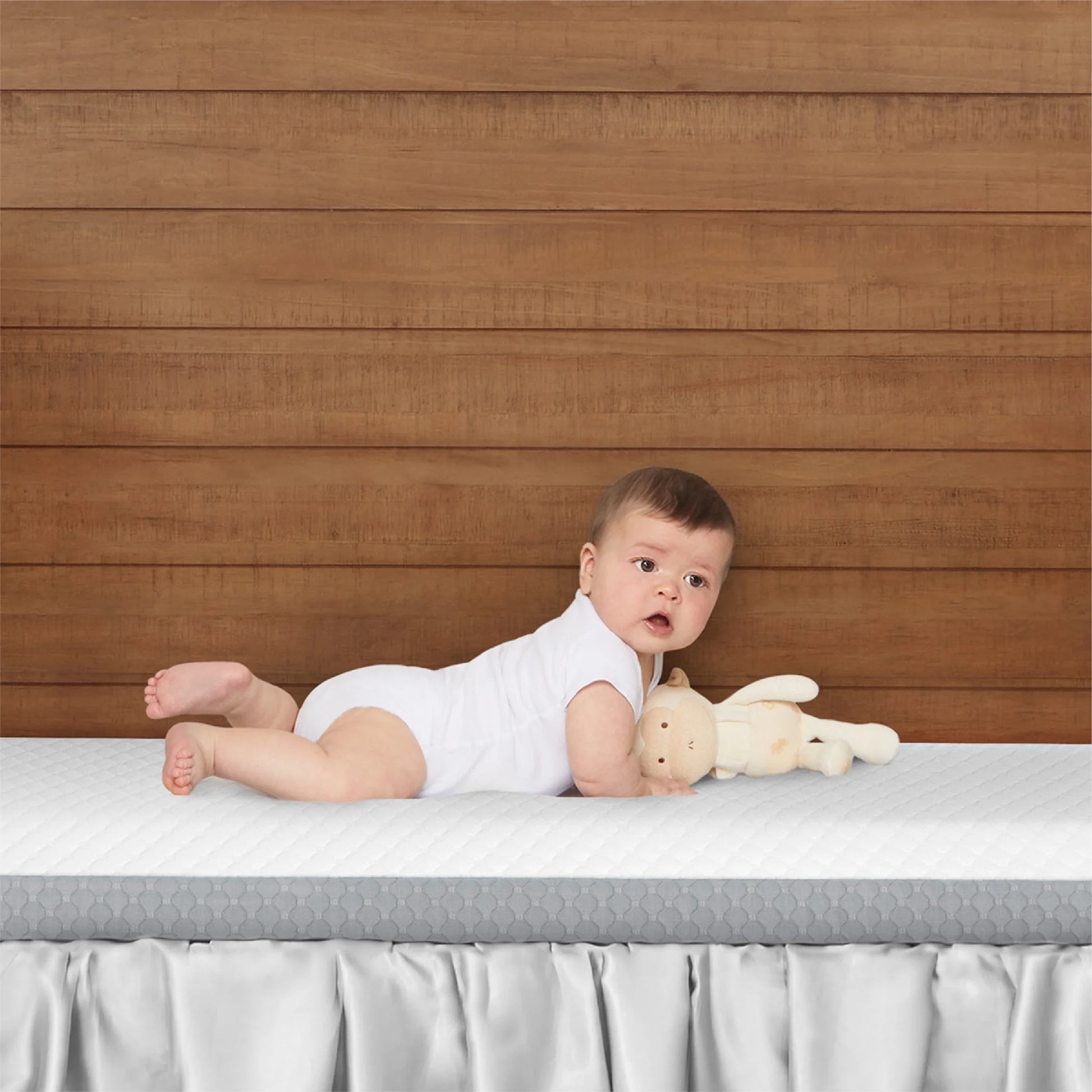 Pure Zen 2 in 1 Crib & Toddler Mattress, White and Grey, Greenguard Gold Certified