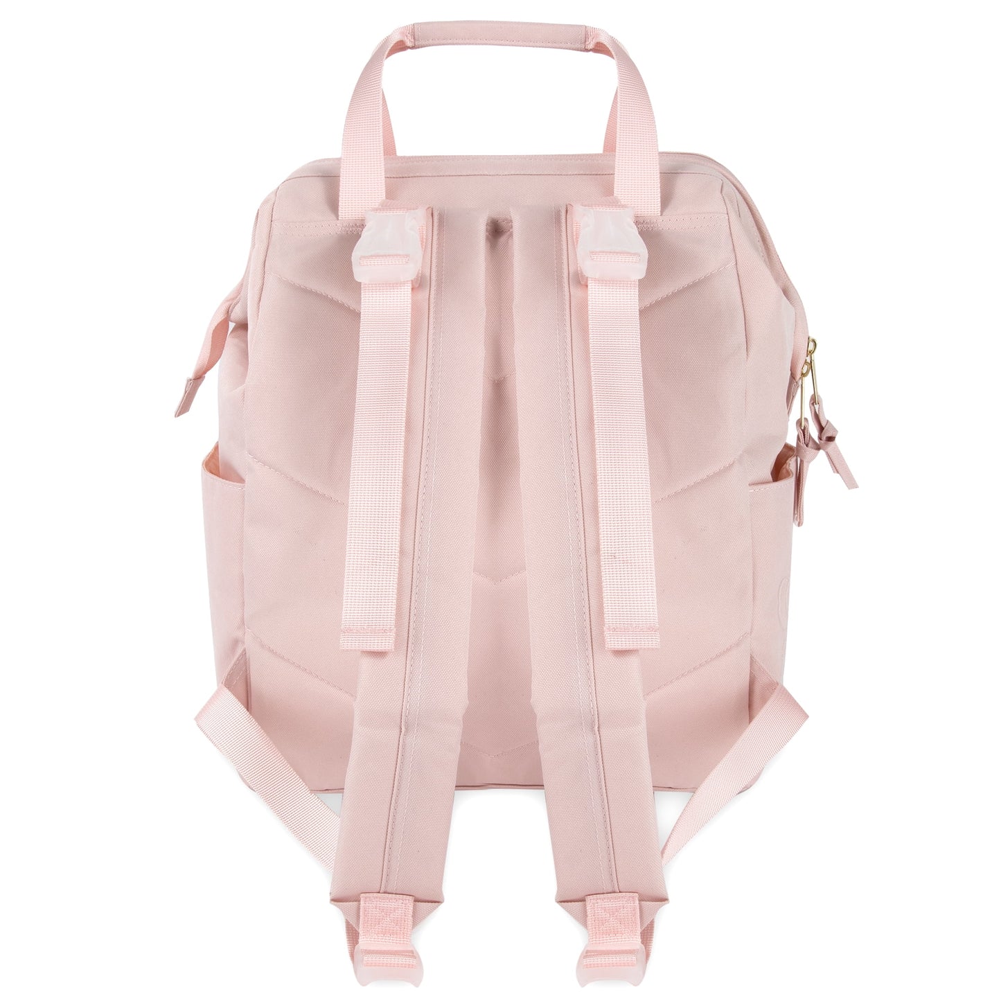 Super Cooler Main Frame Dual Zipper Closure Diaper Bag Backpack Tote with Matching 6-Ply Changing Pad, Insulated Bottle Pockets, Stroller Straps and Pacifier Pouch in Mauve Pink