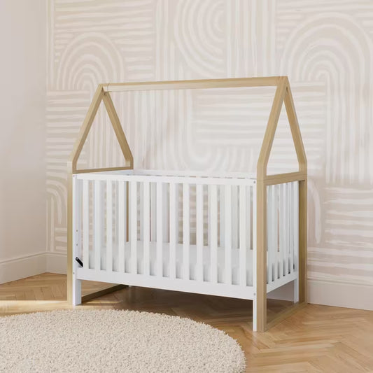 Orchard 5-In-1 Convertible Canopy Crib-White/Driftwood