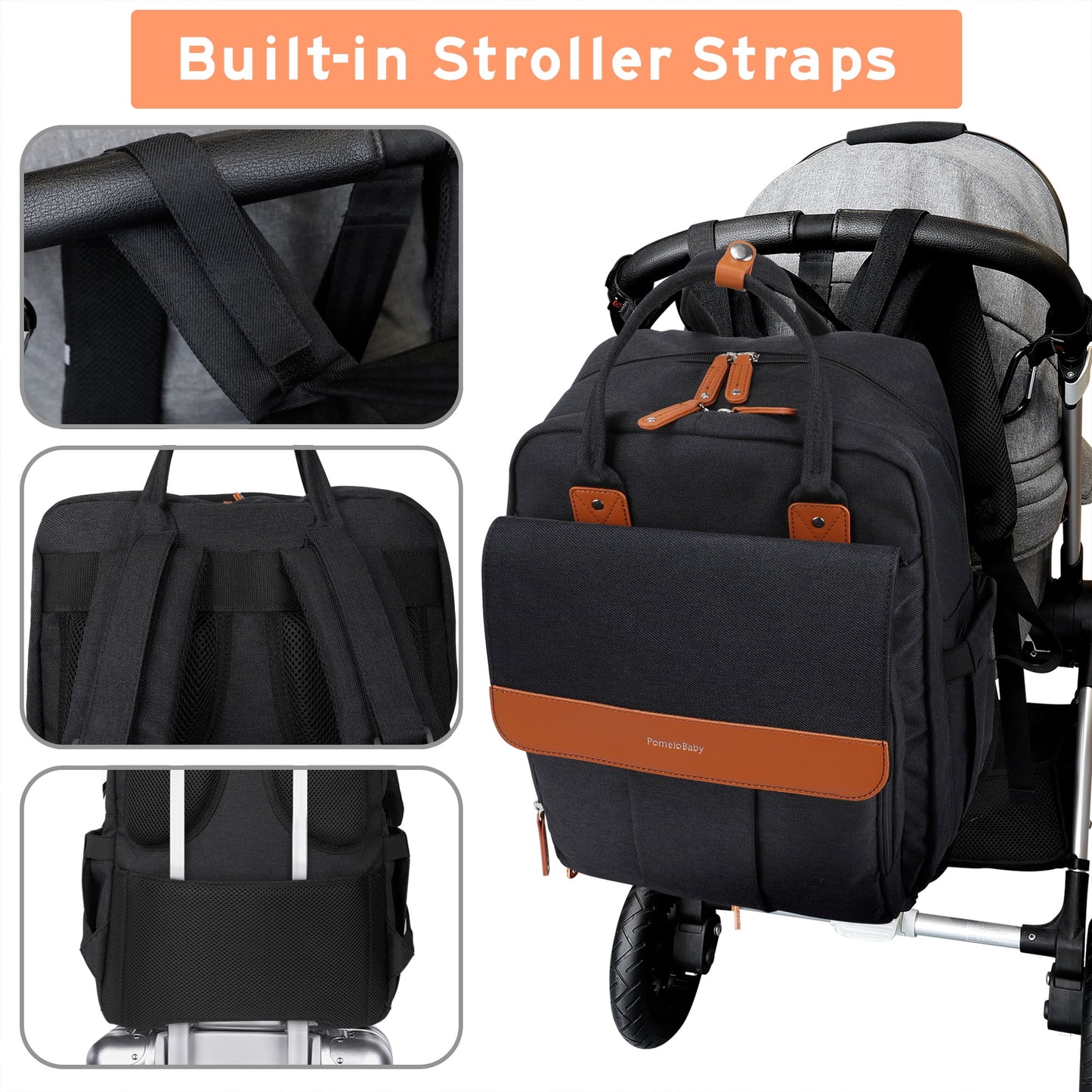 Diaper Bag Backpack Large Unisex Baby Changing Bag with Multiple Pockets, Stroller Straps and Changing Pad