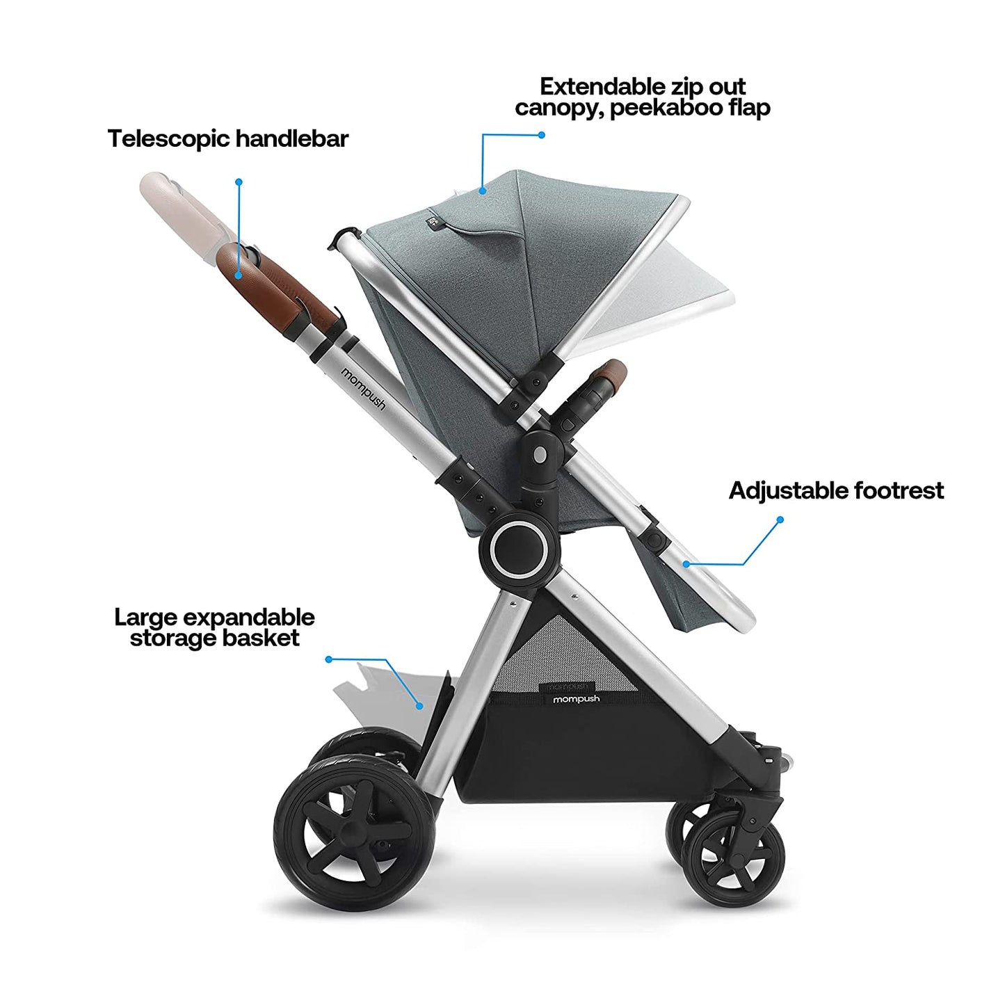 Ultimate 2 Baby Stroller for Infant and Toddler with Newborn Mode and Reversible Seat, All-Terrain Stroller with All-Wheel Suspension, Includes Car Seat Adapter and Large Storage Basket